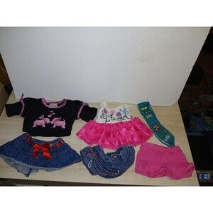 Lots of 6 Build a Bear Clothes Poodle Shirt Two Skirts Shorts Sash Tutu